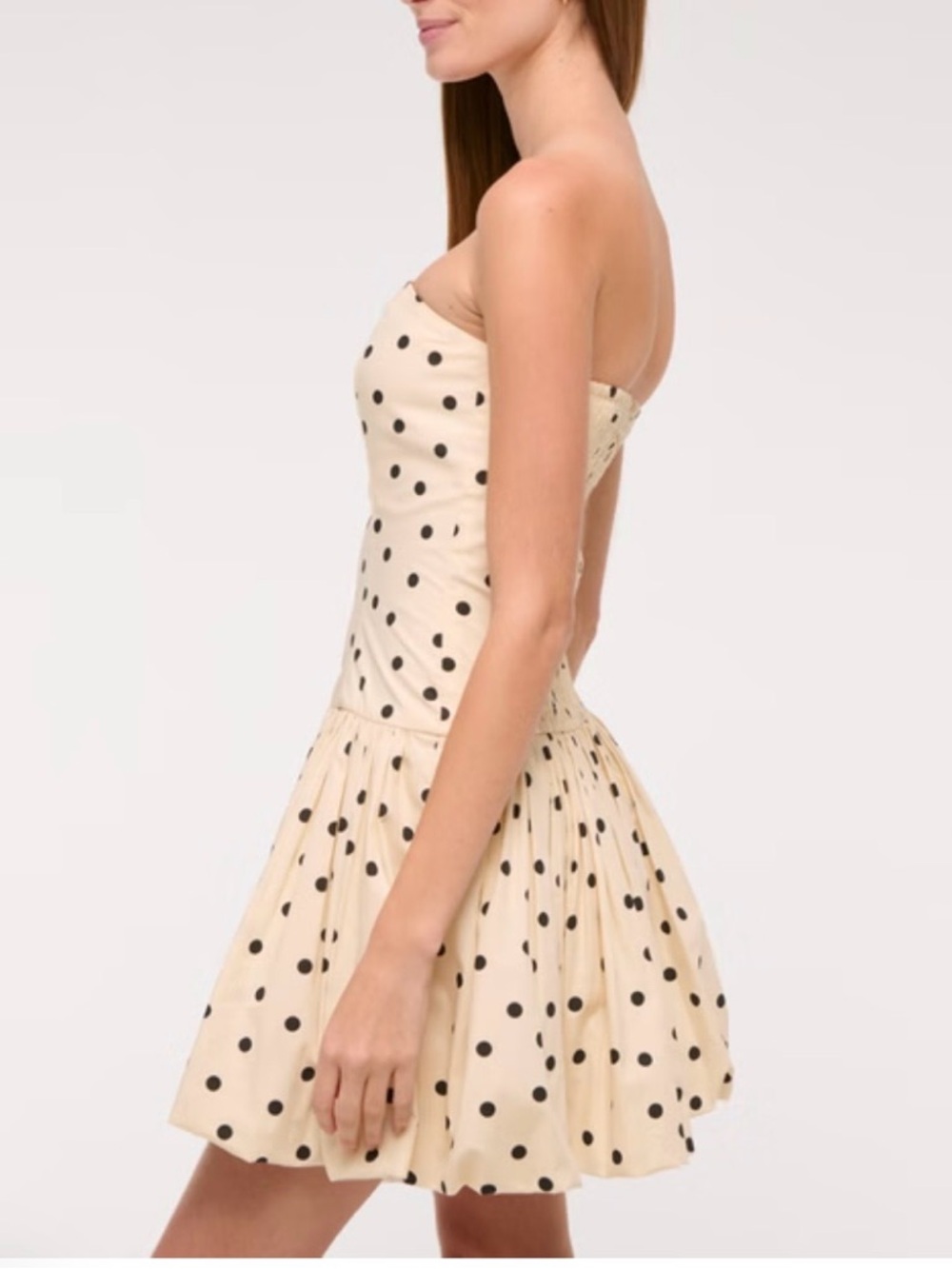 Abercrombie & Fitch Cream Strapless Polka Dot Dress - Picture 4 of 8